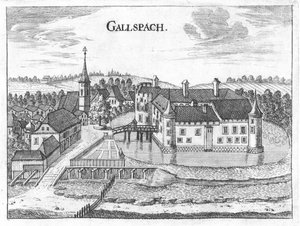 Engraving, View of Gallspach Castle, Upper Austria by Georg Matthaus Vischer